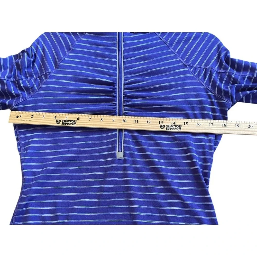 Athleta Elite Half Zip Pullover Women's m medium Purple Striped Top 964325-00-2 - Picture 7 of 9
